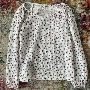 LOFT white floral blouse size S